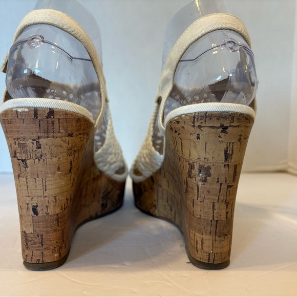 Sonoma Taffy white woven open toe wedge cork heel sandals size 8M - Picture 8 of 13